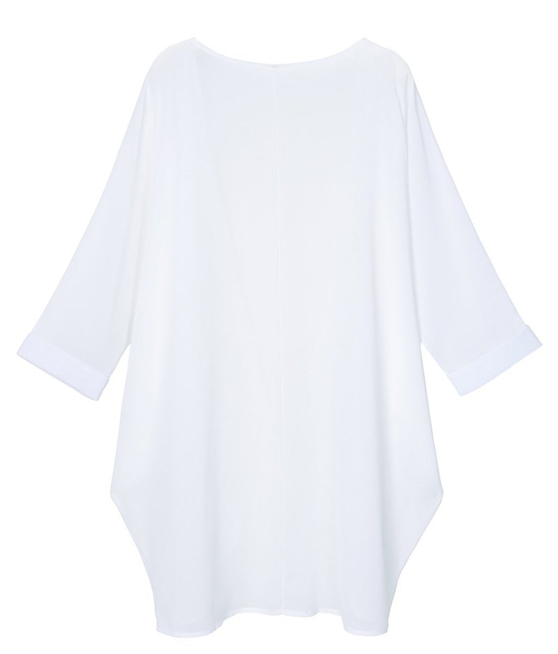 Olrain كيمونو كاردينغ كيبز نسائي مزخرف بطبعة زهور من أولراين بأكمام بات 3/4 فضفاضة وعادية (صغير، أبيض-2) - Image 2